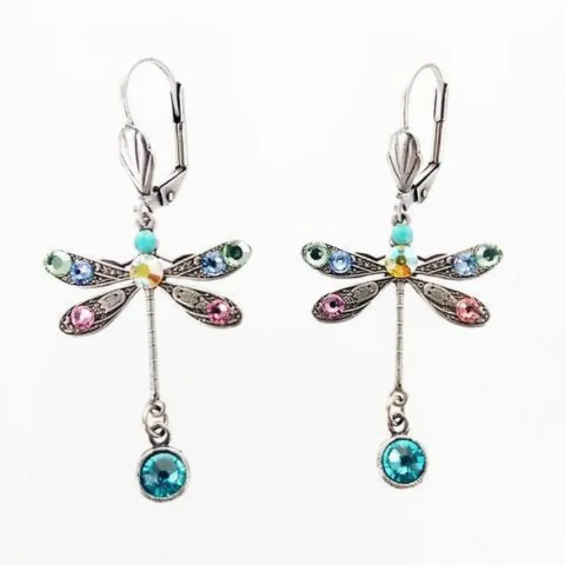 Boucles D'oreilles Pendantes Libellule Dorées - Style Pierre De Lune - Neuf Avec étiquettes