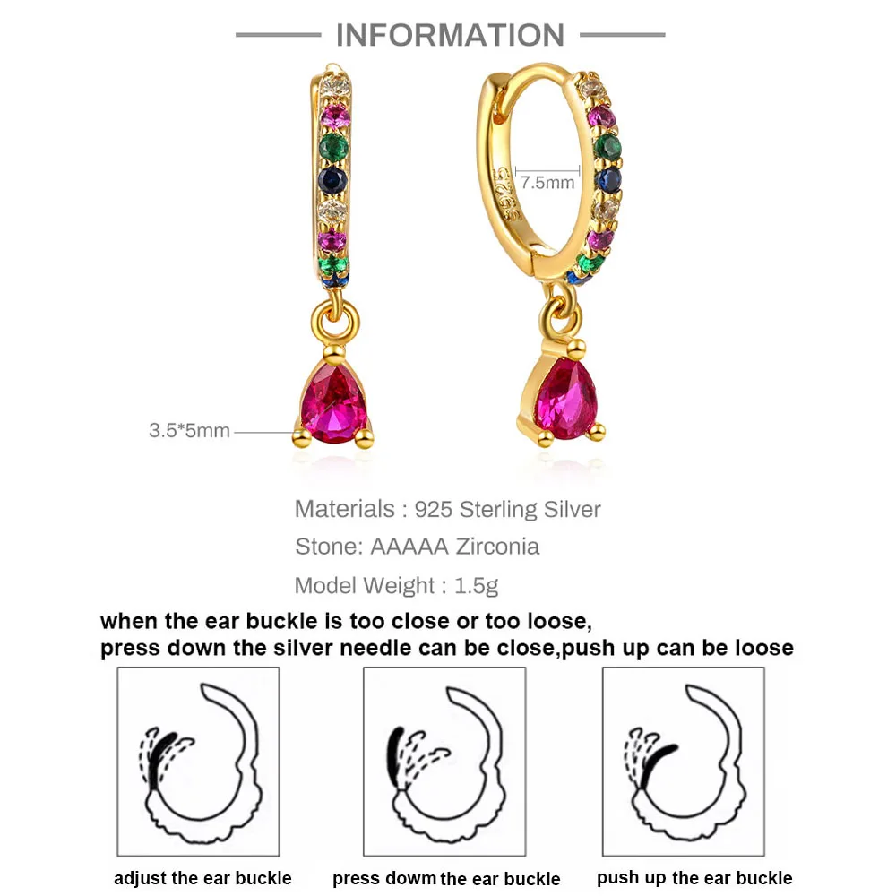 BOAKO Hoops Piercing 925 Sterling Silver Earrings Earrings For Women Silver/Gold Jewelry Fashionable Zircon Lurury Diamond