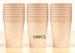 Eco - Friendly 8 oz Bamboo Fiber Paper Cups - Brown Kraft Disposable Coffee Cups for Hot and Cold Beverages (100PCS)