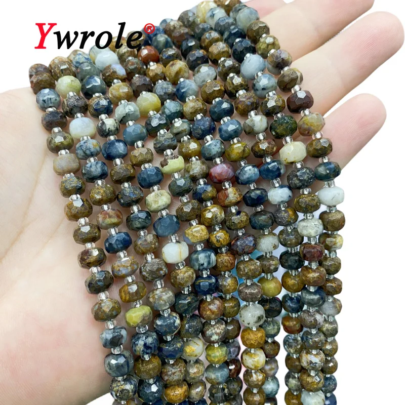 

6x8MM Natural Faceted Abacus Brown Peter Stone Rondelle Loose Spacer Beads for Jewelry Making DIY Bracelet Accessories 15''
