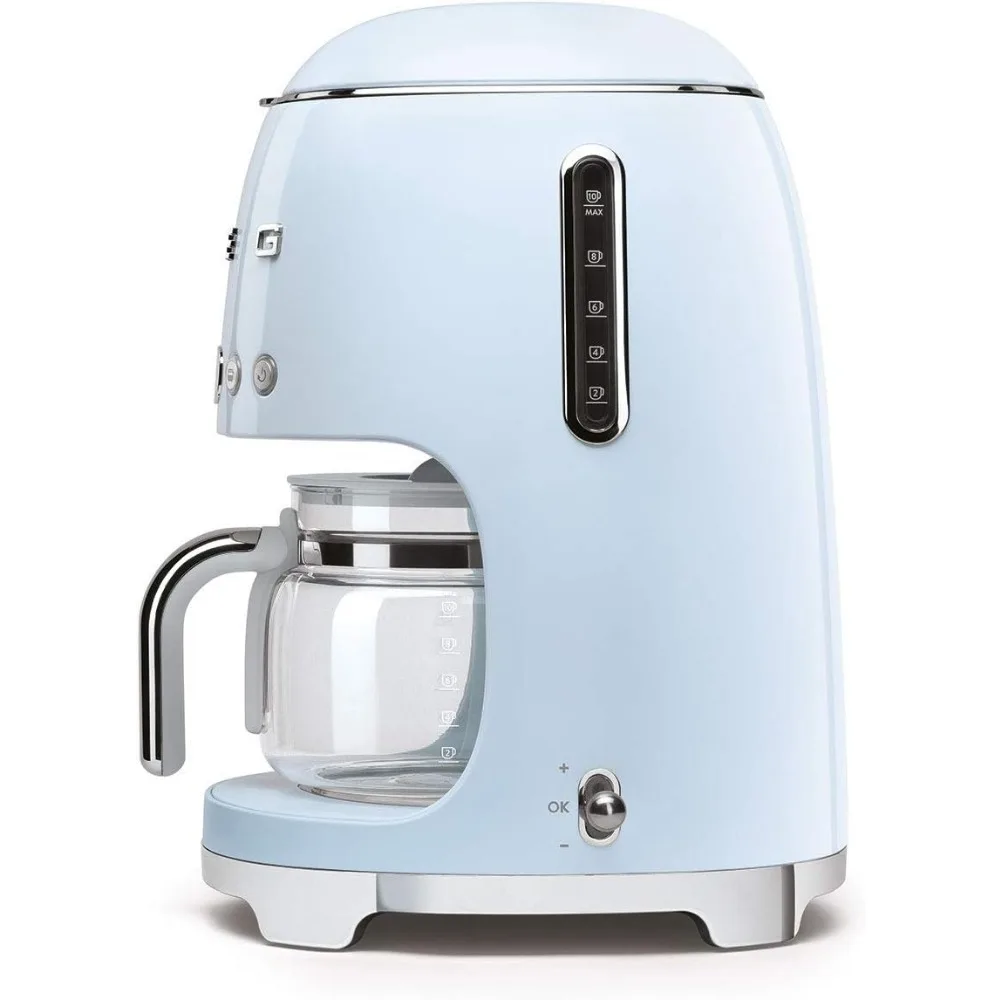 50's Retro Style Aesthetic Drip Coffee Machine with 10 Cup Glass Carafe, Auto Start Feature, and Two Coffee Strength Settings 3