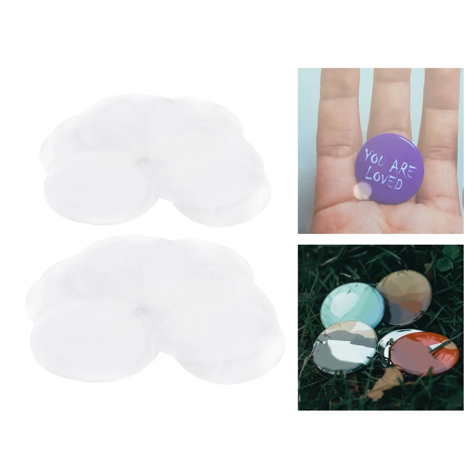 Mylar Film Cover Badge Blank Components Plastic Machine Buttons Maker 100Pcs