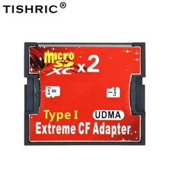 TISHRIC MicroSD to Compact Flash Type I Card Adapter (2 SD Micro TF to CF)