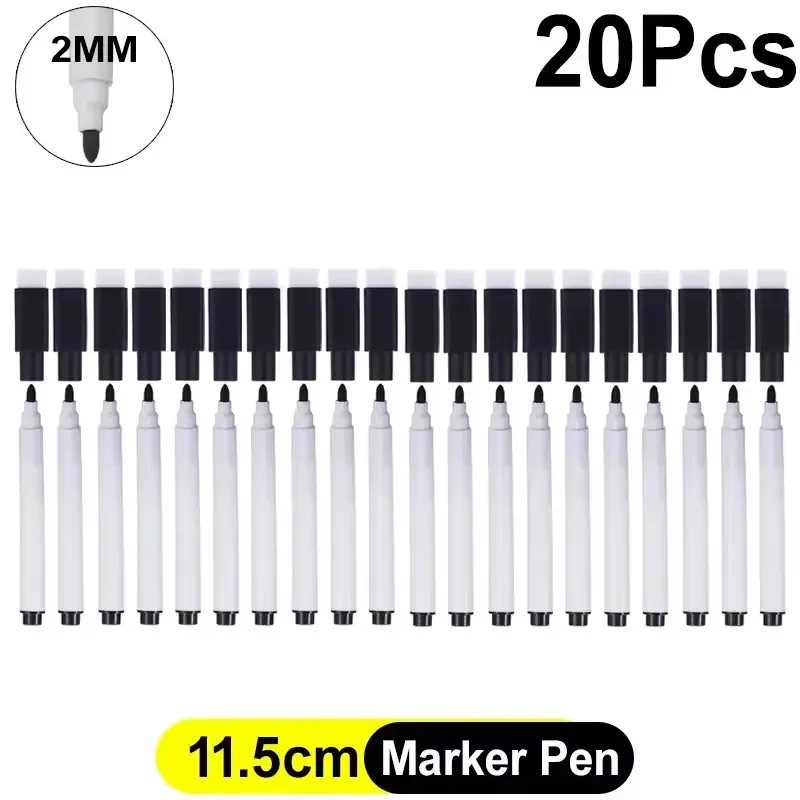5-Pack Magnetic Dry Erase Whiteboard Markers with Eraser - Office & School Stationery Set