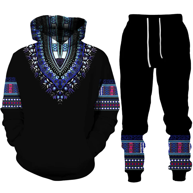 African Dashiki Hoodie/Suit Men's Casual 3D Printed Ethnic Style Sweatshirt Pants Set Men/Women Folk-Custom Streetwear Tracksuit men s colorful african folk custom 3d print t shirt shorts 2pcs suits dashiki ethnic tracksuit set for men sportwear y2k clothes