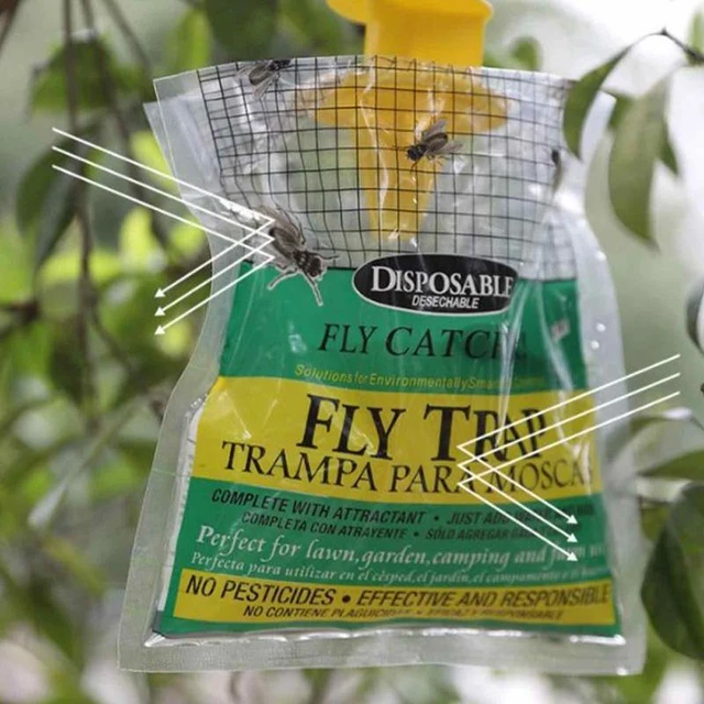 1pc Hanging Fly Trap Disposable Fly Catcher Bag Mosquito Trap Catcher Fly  Wasp Insect Bugg Killer Garden Fly Bag With Fly Bait - AliExpress