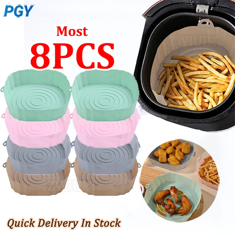 84321PcsAirFryerSiliconePotRoundSiliconeBasketMoldAirfryer