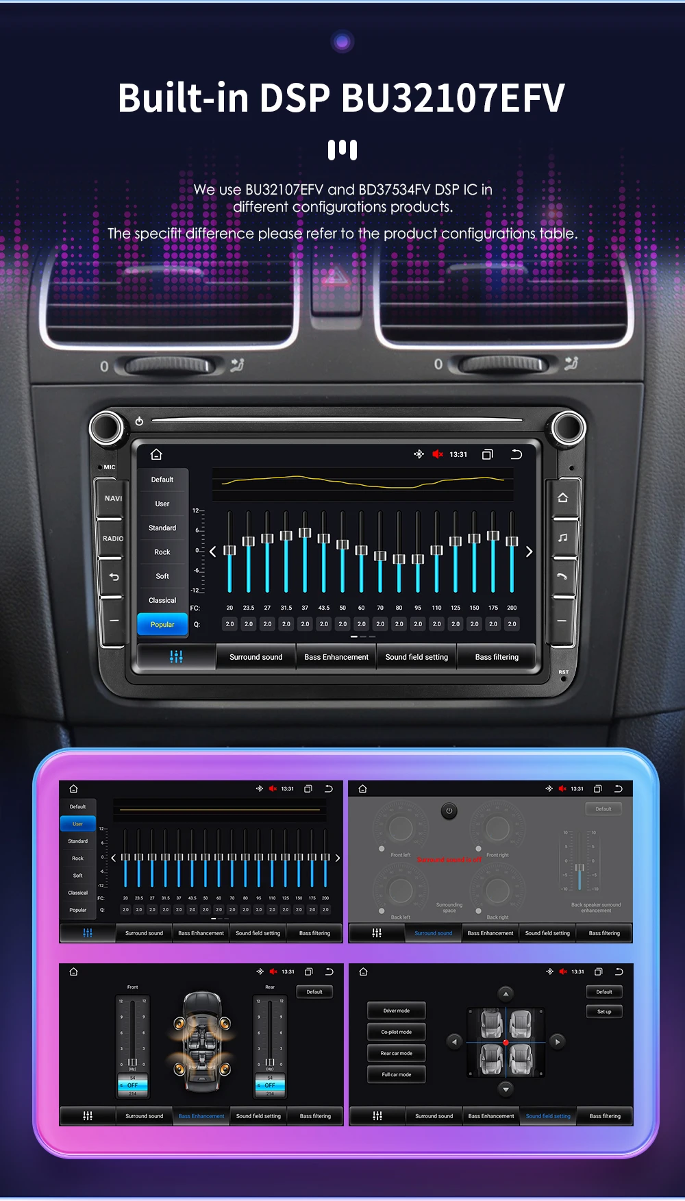 2DIN Carplay Android Autoradio GPS für VW Caddy Polo Golf 5 6 Plus Passat B6 Jetta Tiguan Touran Sharan Scirocco Eos Seat Stereo – Detail 10