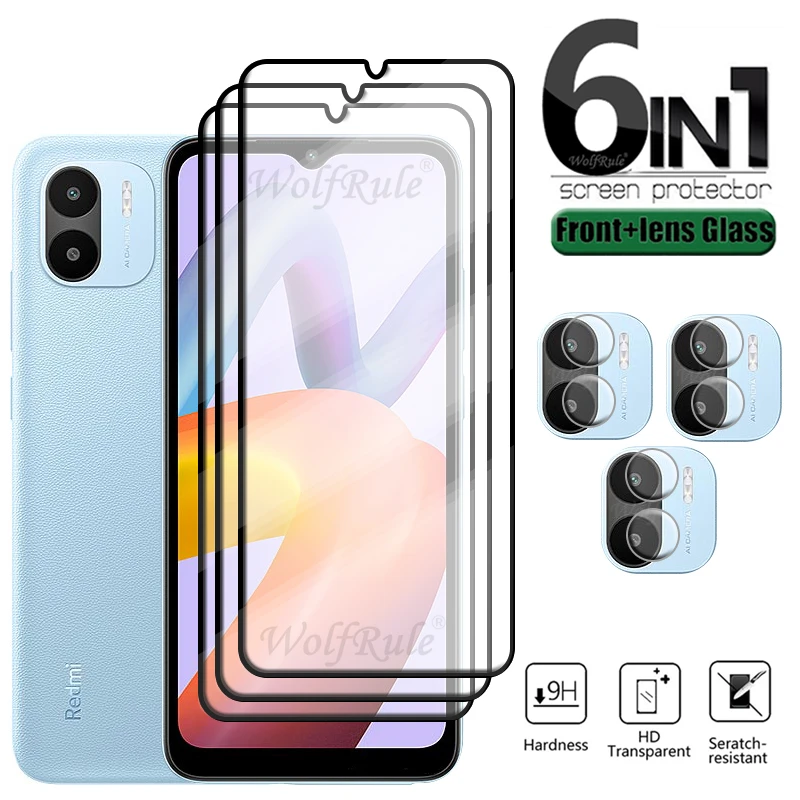 

6-in-1 For Redmi A2 Glass For Xiaomi Redmi A2 Full Cover 9H HD Protective Film Screen Protector For Redmi A 2 A2 Plus Lens Glass