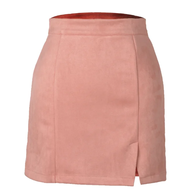 black tennis skirt 2021 Women's Suede Hip Wrap Skirt High Waist Zipper Autumn Winter A-line Solid Color Skirt Girls Daily Chocolate black mini skirt Skirts