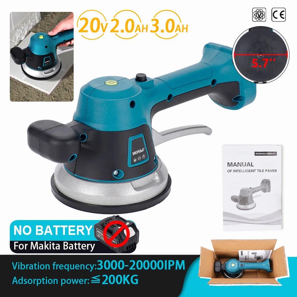 20V Wireless Tiles Tiling Machine Tile Vibrator Suction Cup Adjustable 6 Speed Automatic Wall Tile Floor Vibrator Leveling Tool