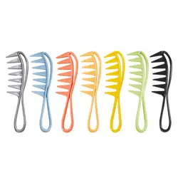 Hairdressing Candy Color Wide Tooth Comb Shark Shape Comb Retro Oil Back Hair Salon Comb Household Hollow Massage Comb Styling