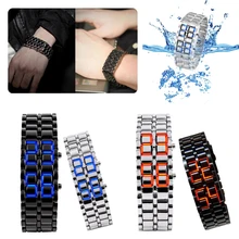 

Volcanic Lava Style Iron Watch Men Women Bracelet Digital Samurai Metal Stainless Steel LED Wrist Watch Best Gift Fashion Watch