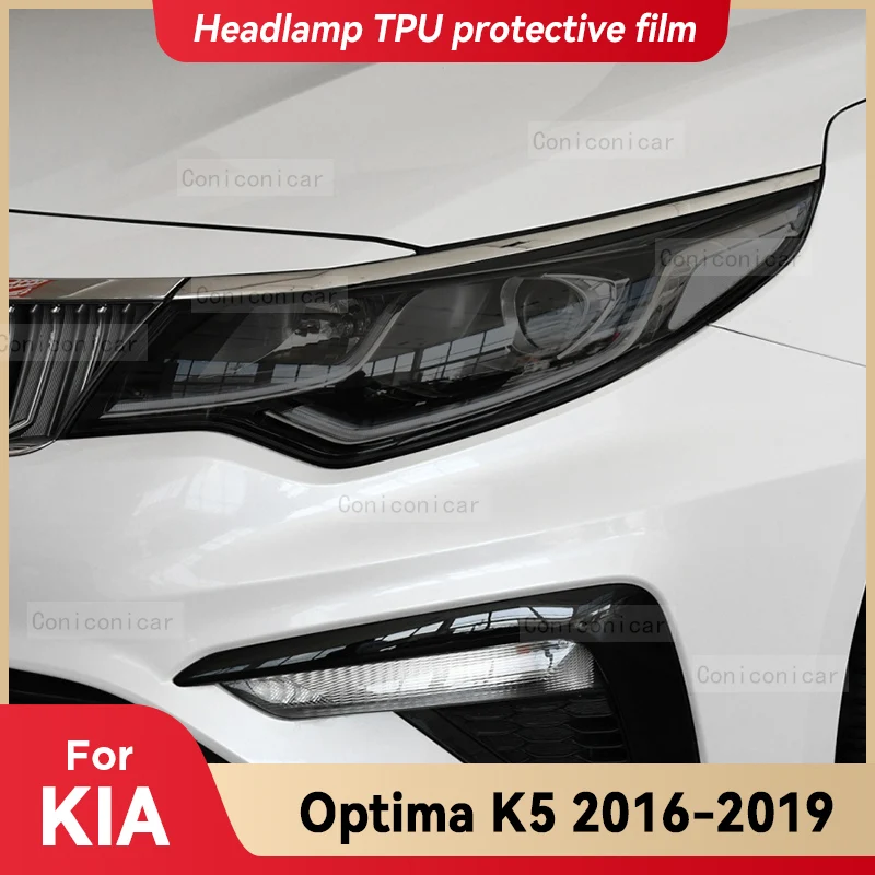 

Car Headlights Protective Film Front Headlamp Cover Smoked Black TPU Film Accessories Sticker For KIA Optima K5 2016-2019 2018