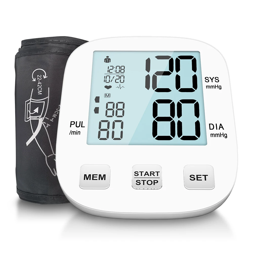 HealthTree Rechargeable Blood Pressure Monitor Sphygmomanometer Electronic BP Cuff LCD Screen Upper Arm Heart Beat blood pressure monitor blood pressure meter