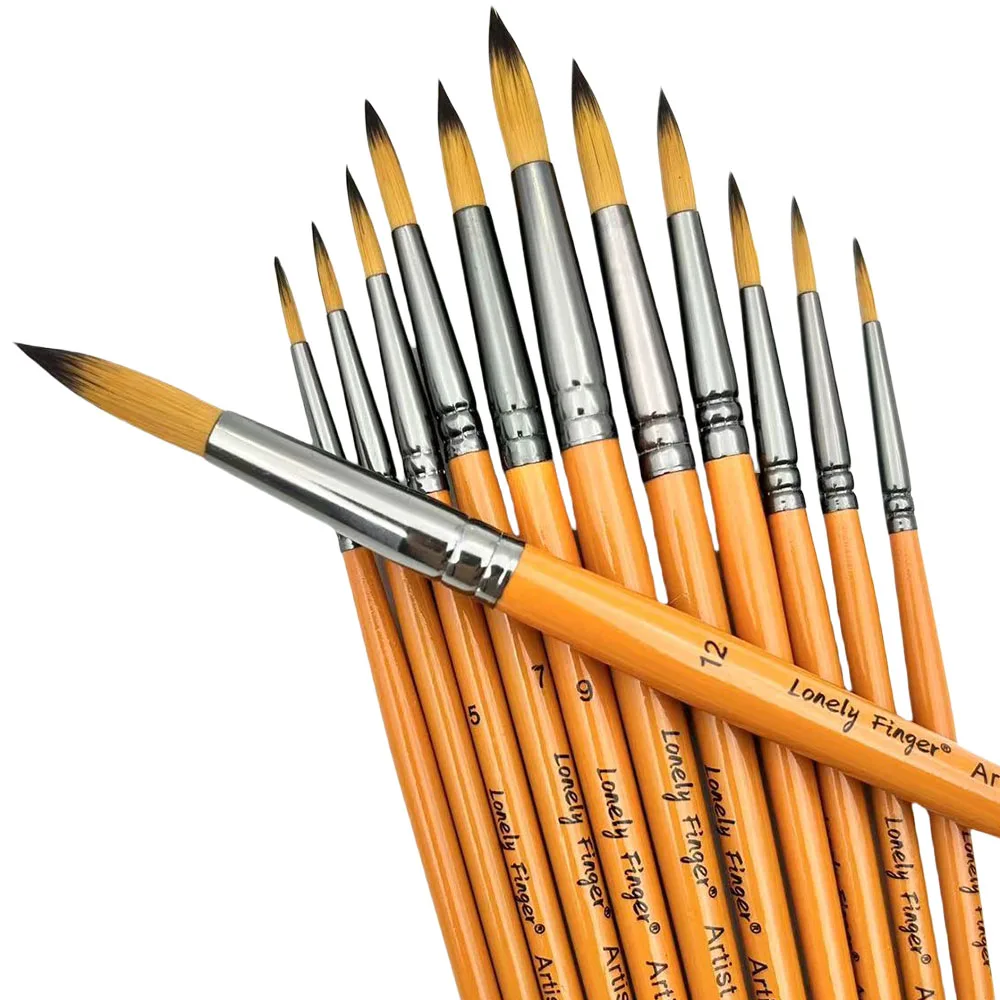 12pcs Professional Artist Painting Brush Oil Painting Watercolor Brush Set For Oil, Acrylic, Canvas, Gouache,Includes Fine Detai 3