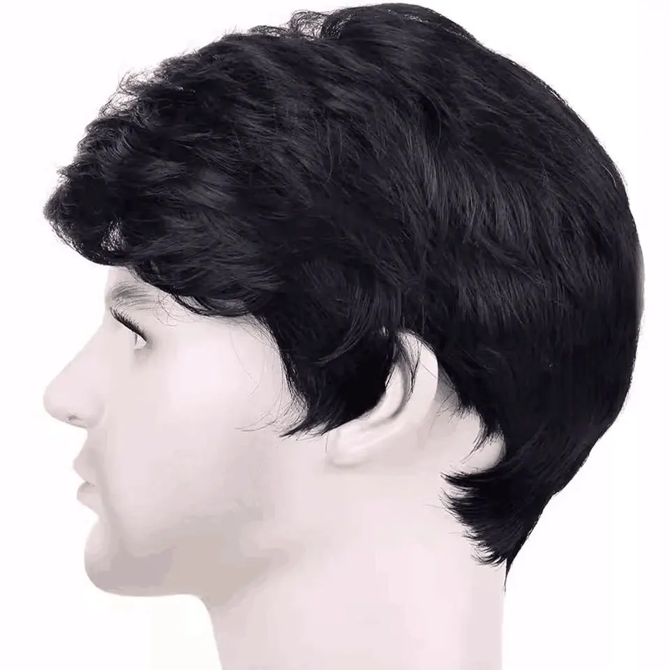 Short Straight Wig synthetic wig Black Fashion For Male Women Boy Cosplay Costume Heat Resistant Fiber Synthetic Wigs Hair Wigs For Man Daily