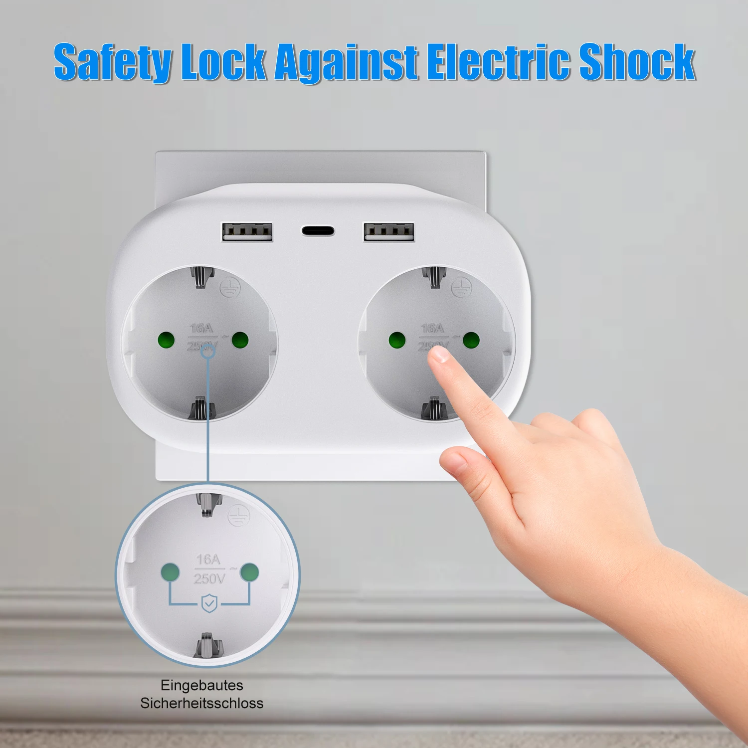 USB Socket EU Electrical Outlets Converter Double Plug Schuko Germany DE Standard Wall Plate European Power Adapter