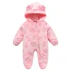 OLEKID 2025 Autumn Winter Newborn Baby overalls Flannel Hooded Kids Baby Girl Rompers 0-1 Years Toddler Boy Jumpsuit Outfits 5