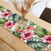 Tropical Floral Leaves Linen Table Runner Wedding Home Party Decor Spring Summer Themed Table Runners Kitchen Dining Table Decor 4