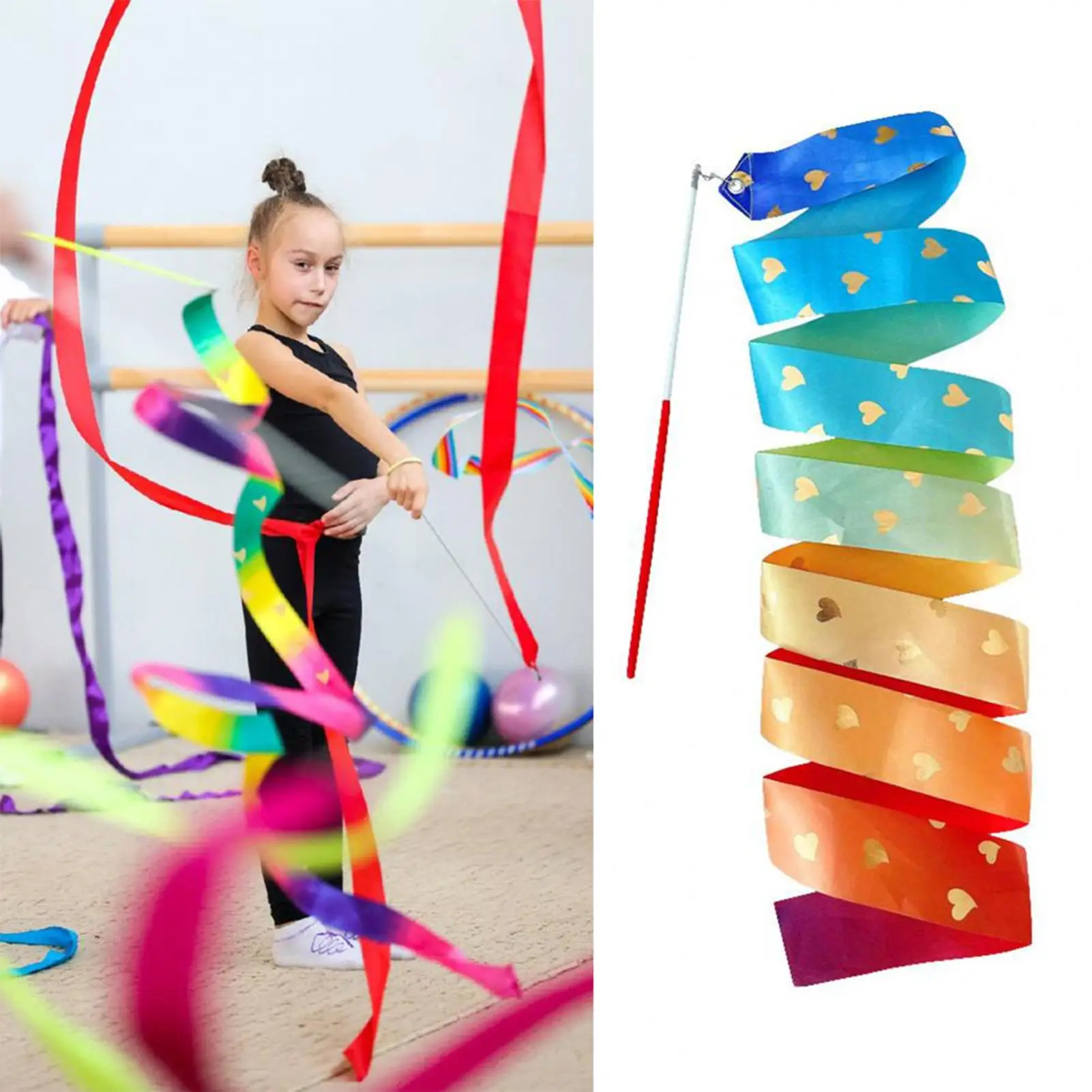 Nastri da Danza per Bambini, 2 Metri di Lunghezza, in Seta Arcobaleno, per Sacchetti Regalo, Forniture per Feste, Fascia da Ginnastica per Bambini