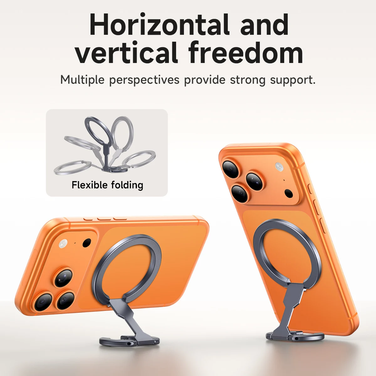 Magnetic Phone Ring Holder with Removable Grip and Kickstand - Mobile Phone Bracket