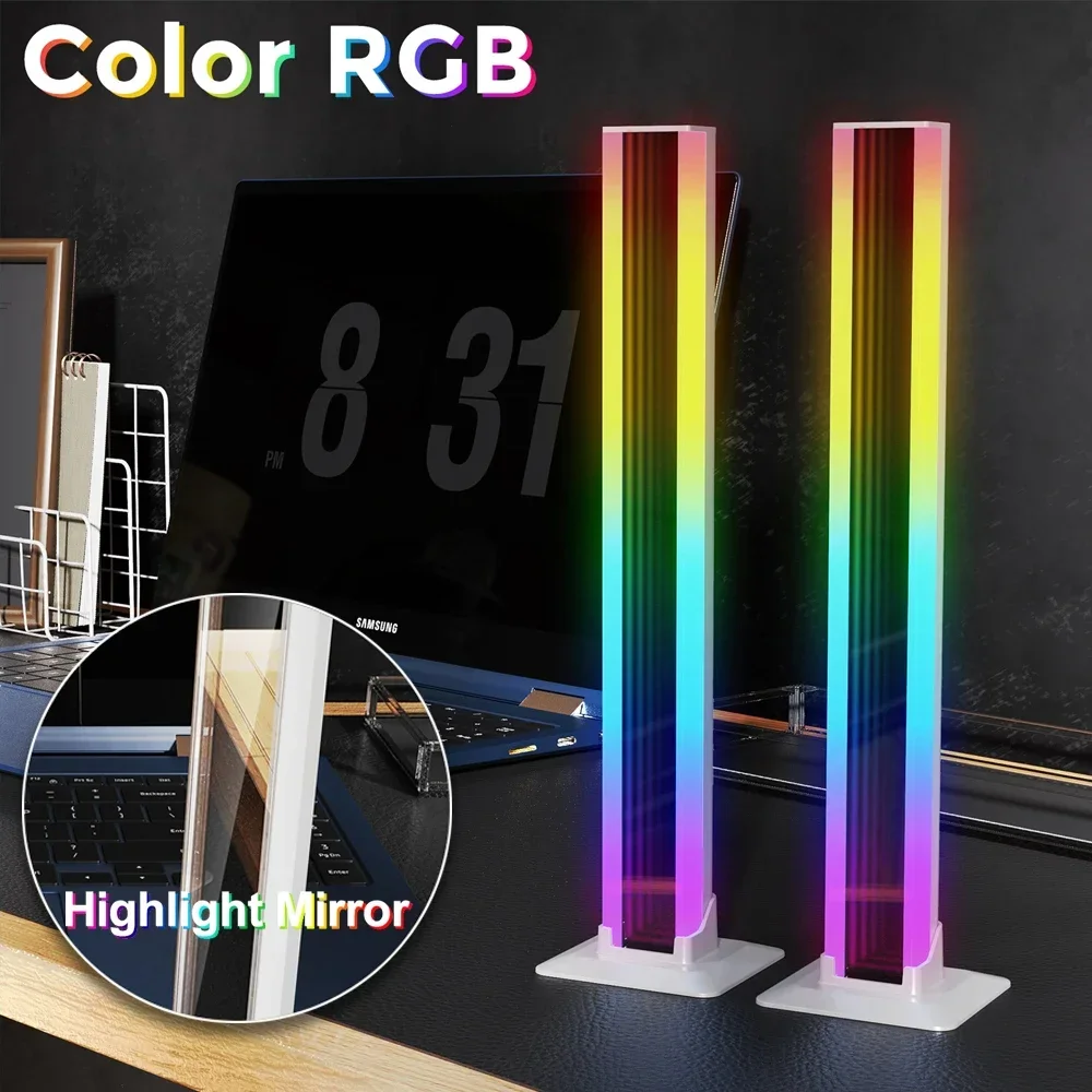

Tuya RGB LED Desktop Ambient Light Bluetooth Remote Control Music Rhythm Night Light Hightlight Mirror Gaming TV Room Decor Lamp