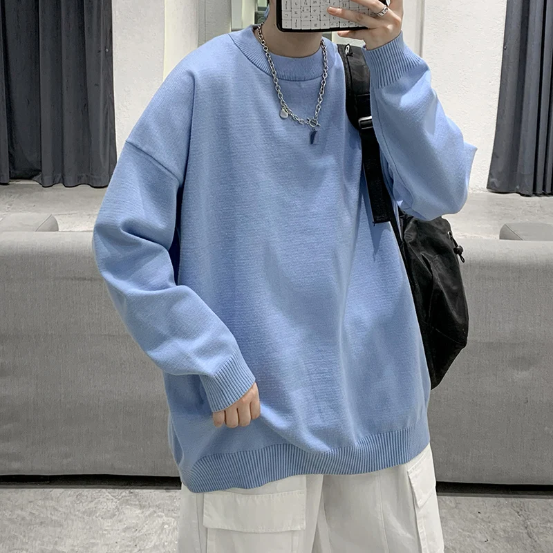 

Privathinker Round Neck Men Solid Sweater Autumn New Soft Knitwear Korean Style Fashion Oversized Male Knitted Pullovers