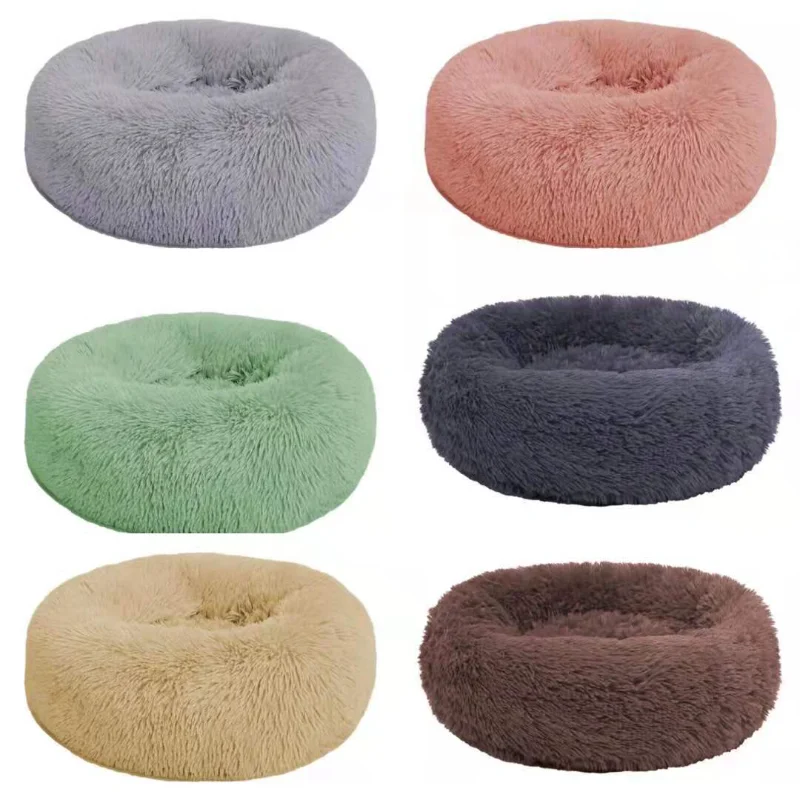 

Pet Dog Bed Comfortable Donut Round Dog Kennel Ultra Soft Washable Dog and Cat Cushion Bed Winter Warm Doghouse Pet Accessories