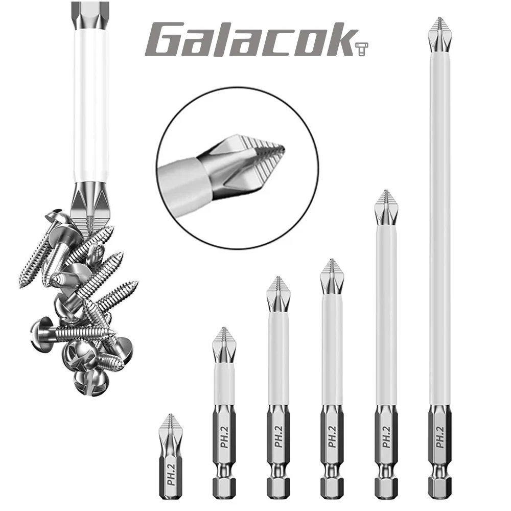 6 PCs Non-Slip Magnetic Cross Head Household Electric Screwdriver Set High Hardness Hand Drill Bits for Electric Screwdrivers