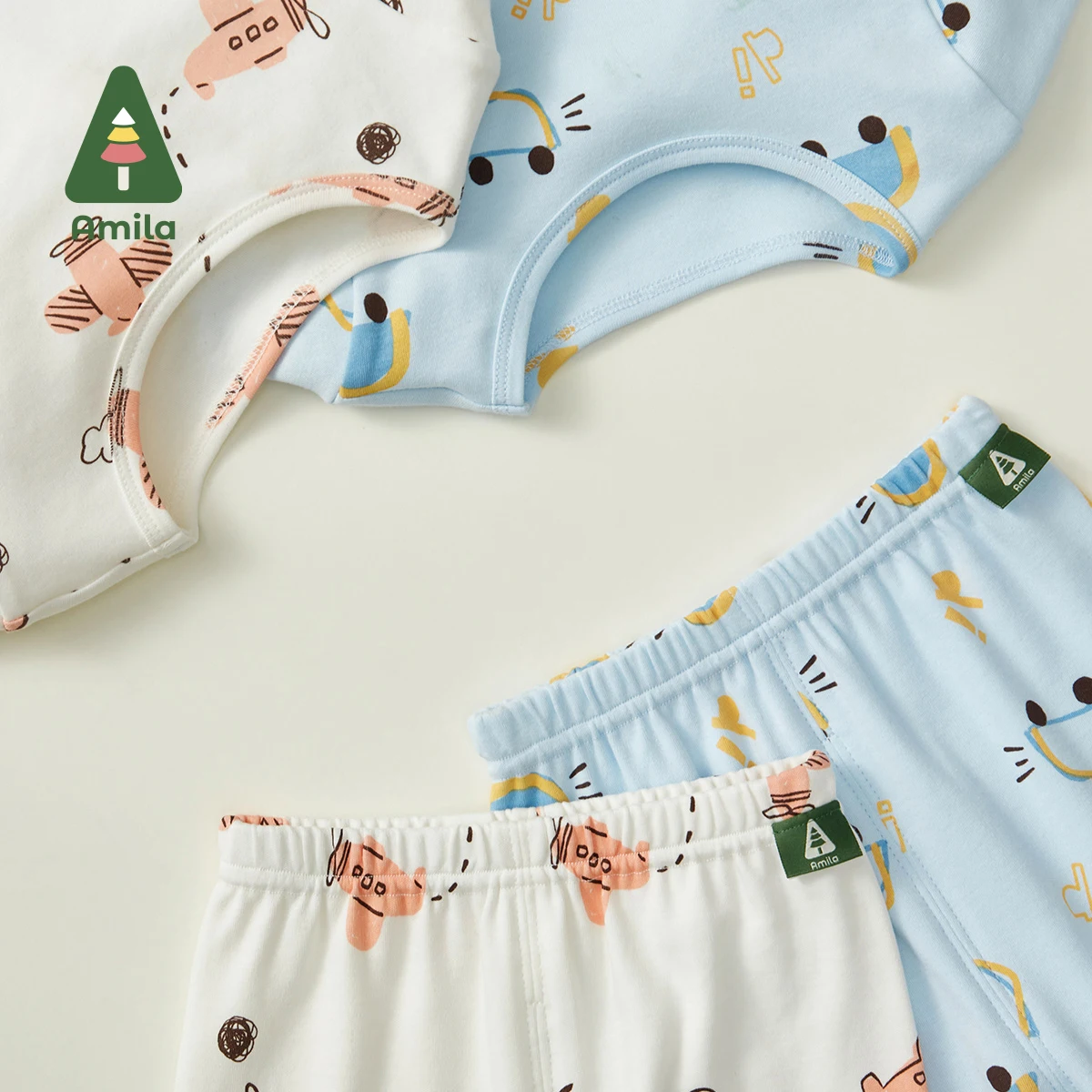 Amila Baby Underwear Set Autumn New Cartoon Full Print Cotton Soft Warm Kid Suit Girls and Boys Children's Clothes Cute