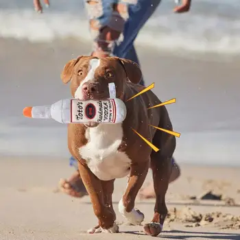 Dog Toy Squeaky Wine Bottle Squeaky Pet Dog Plush Wine Bottle Toy Puppy Sound-Making Interactive Toys For Large And Small Dogs 3