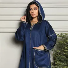 

Djellaba Winter Suede Moroccan Kaftan Abayas for Women Dubai 2022 Jalabiya Abaya Turkey Saudi Arabia Islam Clothing Muslim Dress