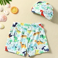 Kids Boys Swim Shorts Shark/Dinosaur/Starfish/Gamepad Print Swim Trunks Swimsuit Bathing Suit with Swim Cap 2-6T 3