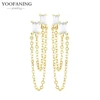 YUXINTOME 1 PC 925 en argent Sterling aiguille d'oreille coloré Zircon chaîne gland boucles d'oreilles pour les femmes deux trous boucle d'oreille bijoux A45