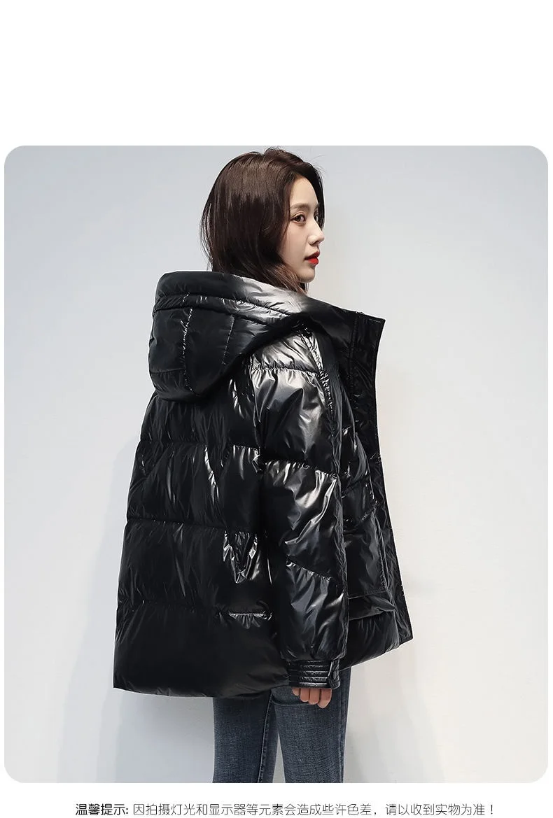 Short Down cotton Jacket For women's Winter 2026 New Glossy Fashion Loose Thick Coat Female Casual Cotton Hooded Parka Jackets