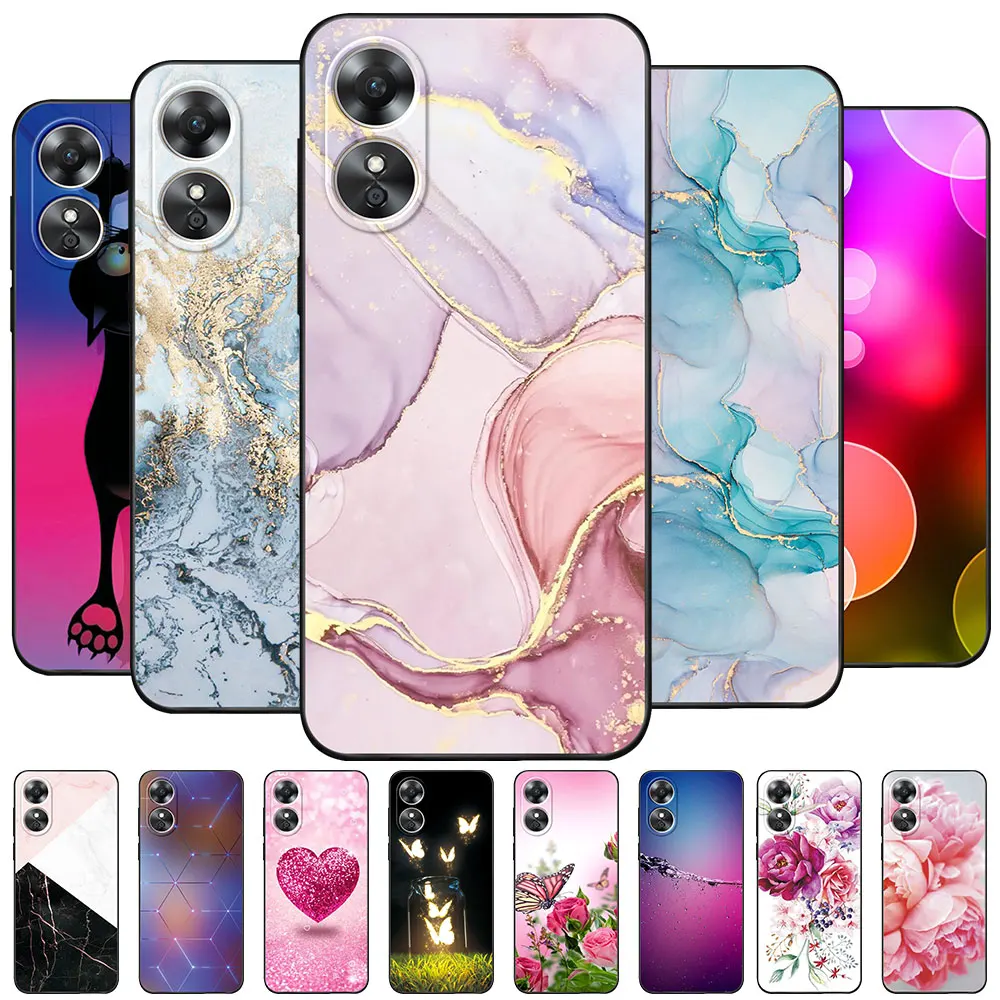 Custodia Per Oppo A17 4G Coque Oppo A 17 Tpu Custodia Morbida In Silicone Funda Per Oppo A17 A17 Copertura Animale In Marmo Floreale Paraurti Capa
