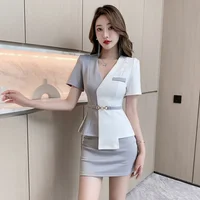 Vêtements de travail pour femmes, chemise, jupe courte imbibée, hôtel, salon de beauté, spa, massage, ongles, bain de pieds, technicien, salopette, uniforme 4