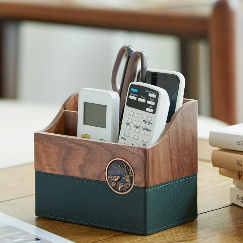 

Remote control storage box black walnut creative living room coffee table desktop separation sorting box storage rack