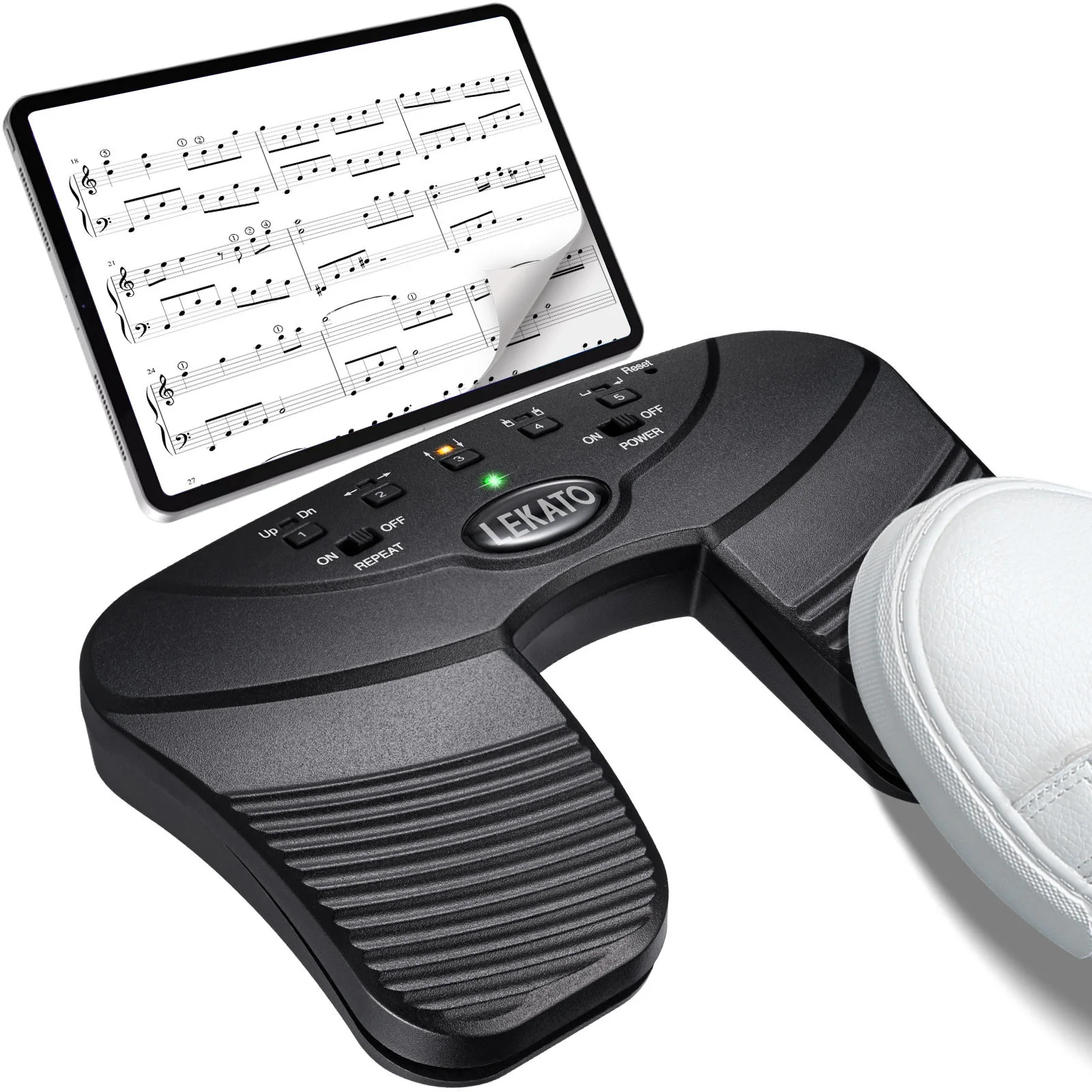 Lekato Bluetooth Page Music Turner Pedal Usb Rechargeable Wireless Page Turner Silent Foot Pedal Ipad Iphone Tablet Laptop