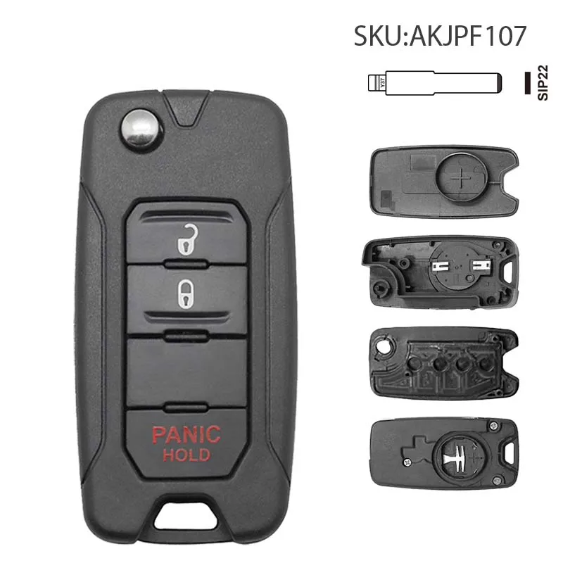 Car Key Shell Key Shell 2/3/4 Buttons Remote Flip Key Shell Remote Car Key Shell SIP22 Blade AKJPF For Jeep Renegade Compass Patriot Liberty