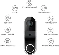 Smart Video Doorbell Camera Hardwired with Chime, 2K Resolution, Night Vision, 2-Way Audio, Works with Alexa & Google Home 2