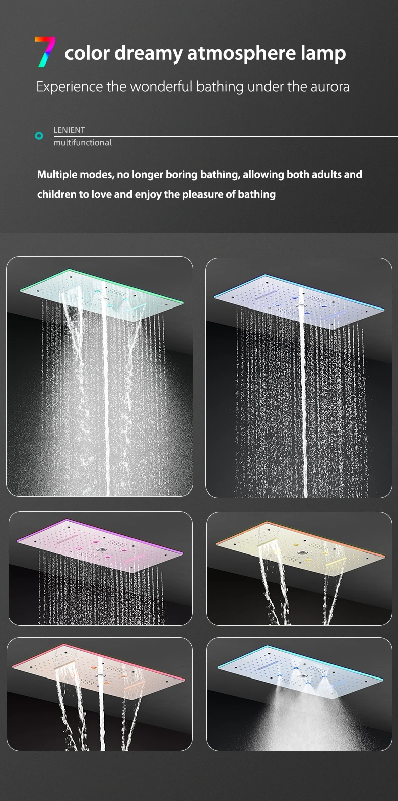 Description Picture 6 of itemMultifunction Shower Set LED Music Shower Rain Mist Waterfall Column Thermostatic 5 Ways mixing valve