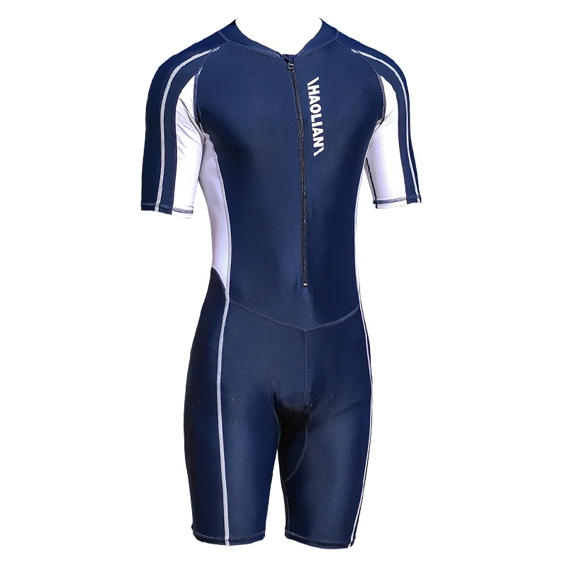 Men'S One-Piece Swimsuit Professional Training Large Size Long-Sleeved Pants Sunscreen Diving Suit Quick-Drying Snorkeling Suit