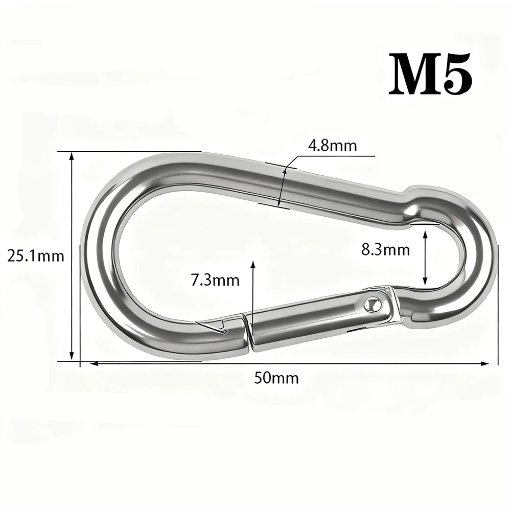 1-10 Stück M4 M5 M6 M8 304 Edelstahl Federschnappkarabiner Schnellverschluss-Ring Haken Schnappverschluss Kettenverschluss Haken – Detail 2