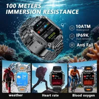 2026 nouveau militaire extérieur 1400mAh batterie SmartWatch hommes étanche appel 2.01 "HD AMOLED sport fréquence cardiaque lampe de poche bande intelligente 5