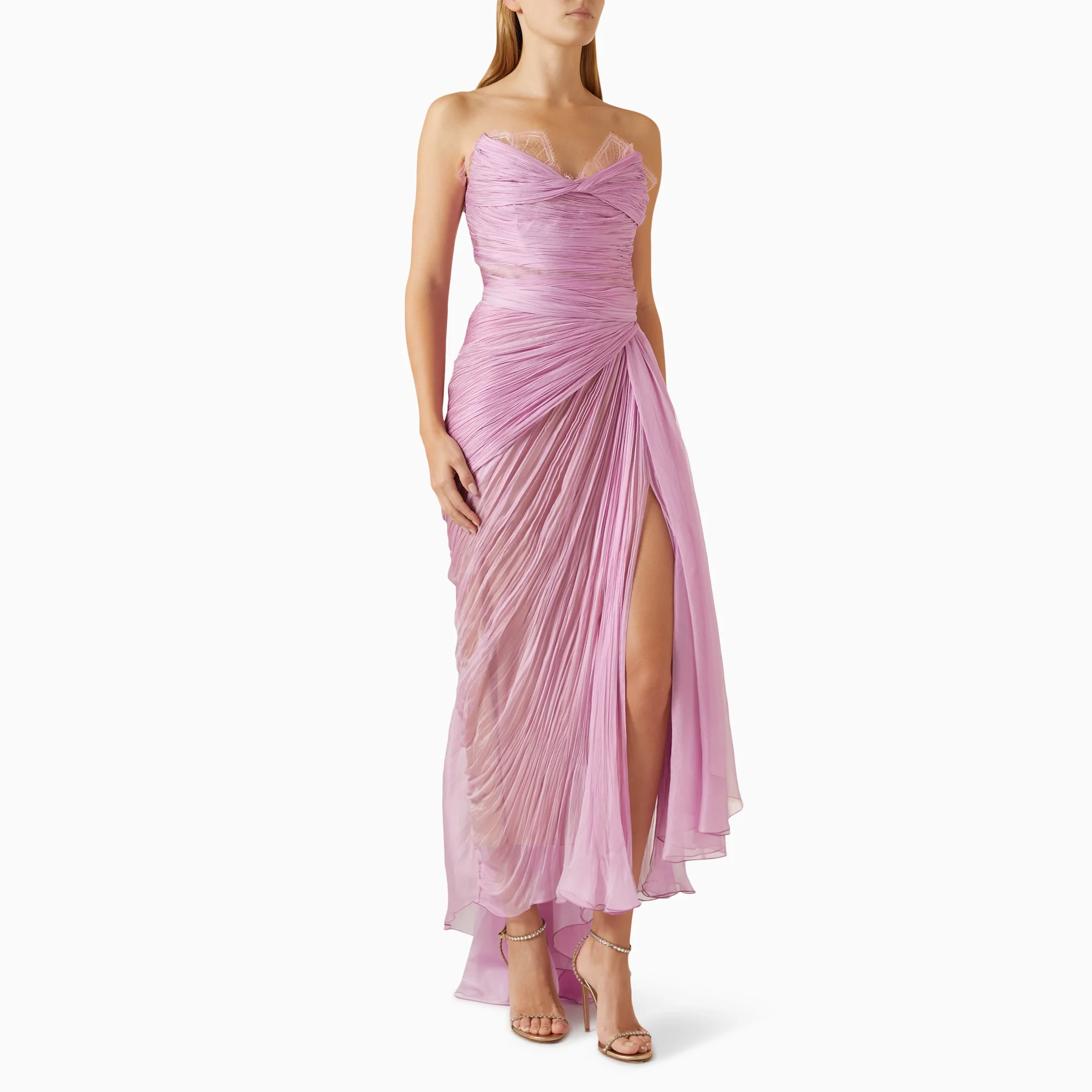 

ROSELLA Strapless Women Party Evening Dress Pleated Ankle Length Backless Mermaid Prom Gown New 2024