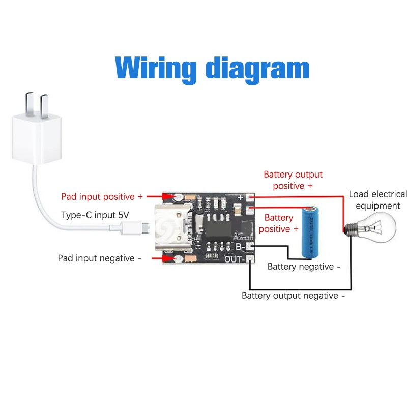 1pc 초소형 리튬 배터리 충전 보드 1A 3.7V4.2V 충전기 모듈 유형-C 보호 보드 포함
