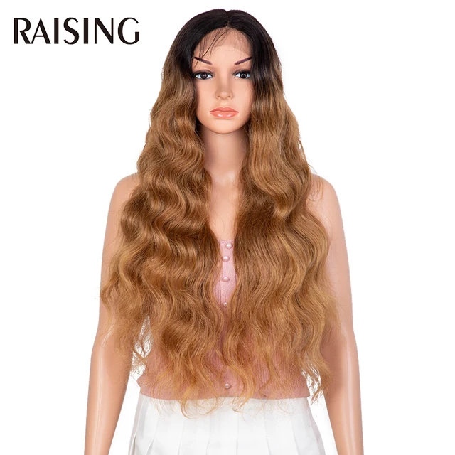 30 40 Inch Lace Front Wigs 13x6 Body Wave Black Lace Front Synthetic Wigs For Women Honey Blonde Colored Curly Wig Pre plucked SOP43026