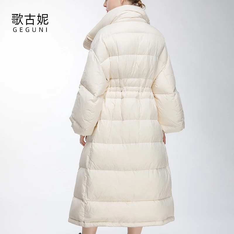 Women's Winter Ultra-Long over-the-Knee Cold Super Thick White Goose down down Jacket for Women